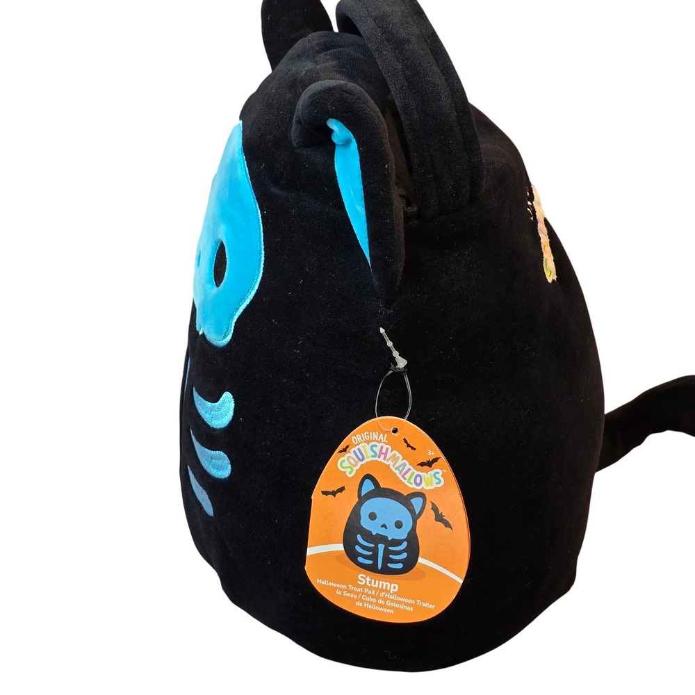 Squishmallows Stump Skeleton Cat Halloween Candy bag  Black Blue Kellytoy NEW - Picture 7 of 10